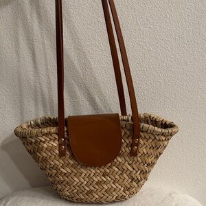 Zara Brown Woven Tote Bag